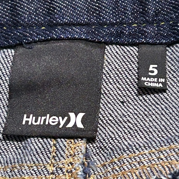 HURLEY Catalyst Movement Denim Mini Skirt Junior Size 5 Dark Blue Distressed - Picture 4 of 9